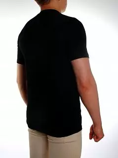 Стильная черная мужская футболка из приятной ткани с небольшим красным принтом Don Jose 94230 черный распродажа